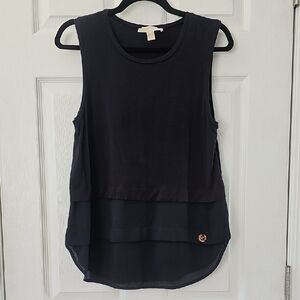 Michael Kors Black Sleeveless Tank Top Boxy Relaxed Fit